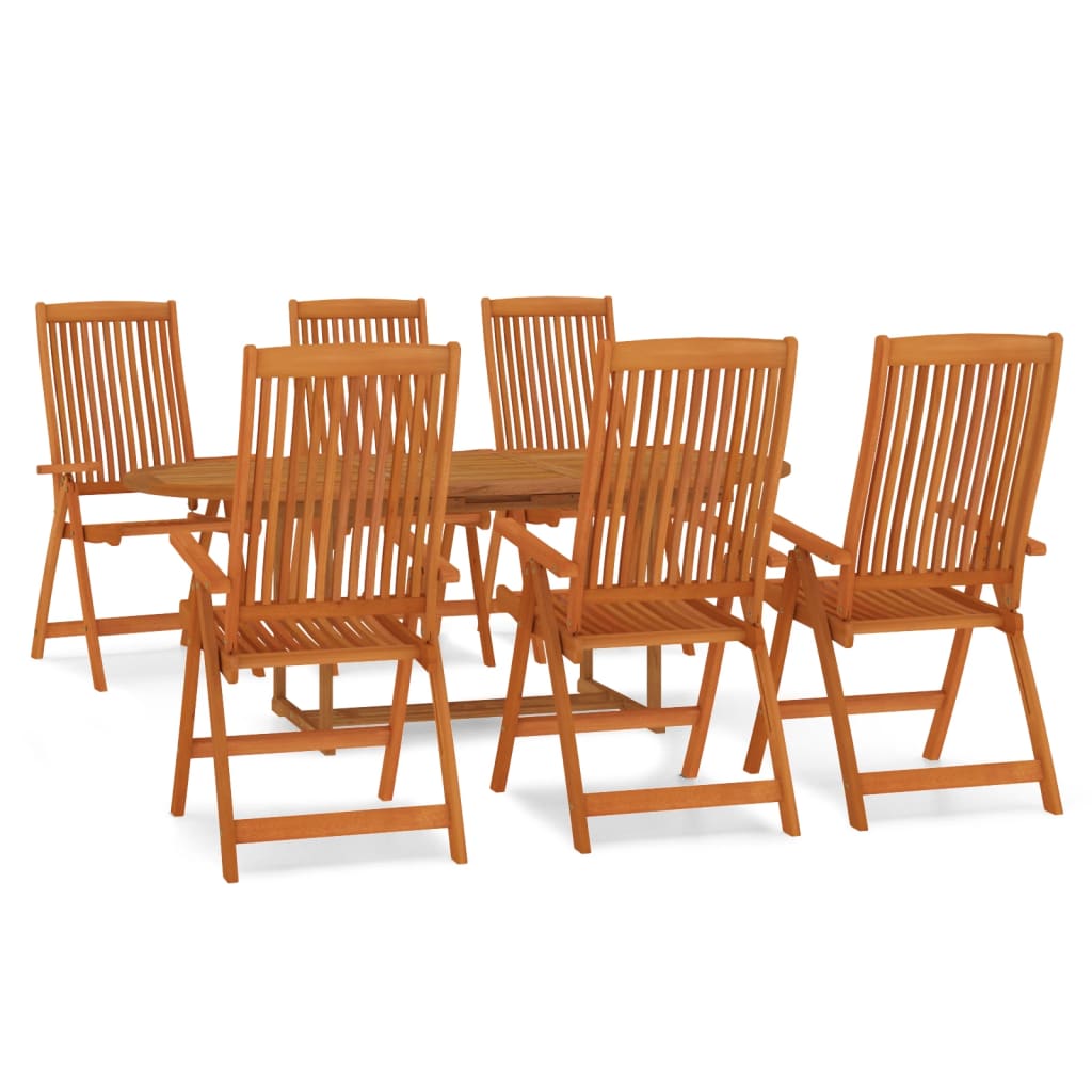 7 Piece Garden Dining Set Solid Wood Eucalyptus