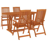 5 Piece Garden Dining Set Solid Wood Eucalyptus