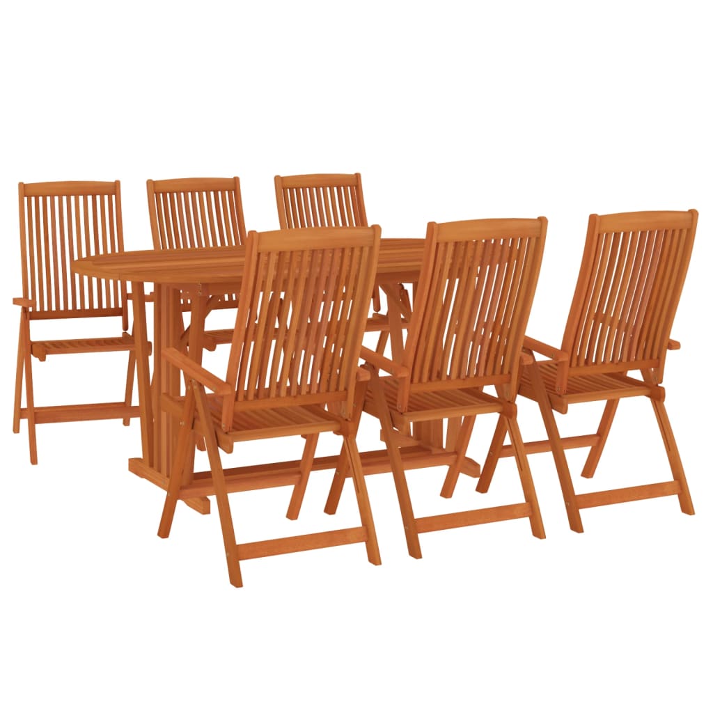 7 Piece Garden Dining Set Solid Wood Eucalyptus