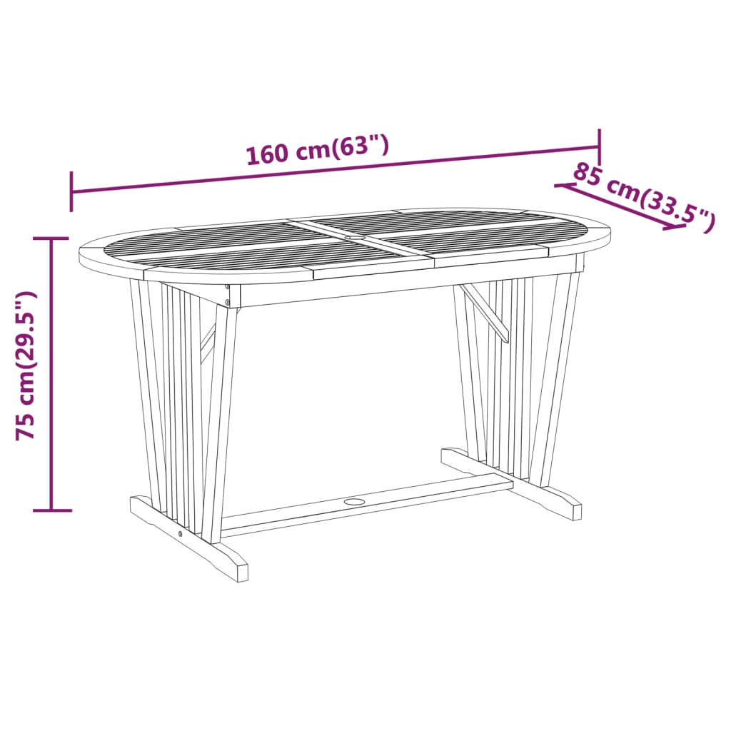 7 Piece Garden Dining Set Solid Wood Eucalyptus