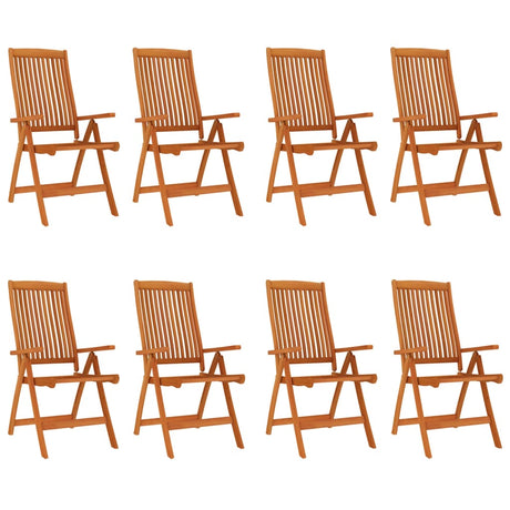 Folding Garden Chairs 8 pcs Solid Wood Eucalyptus