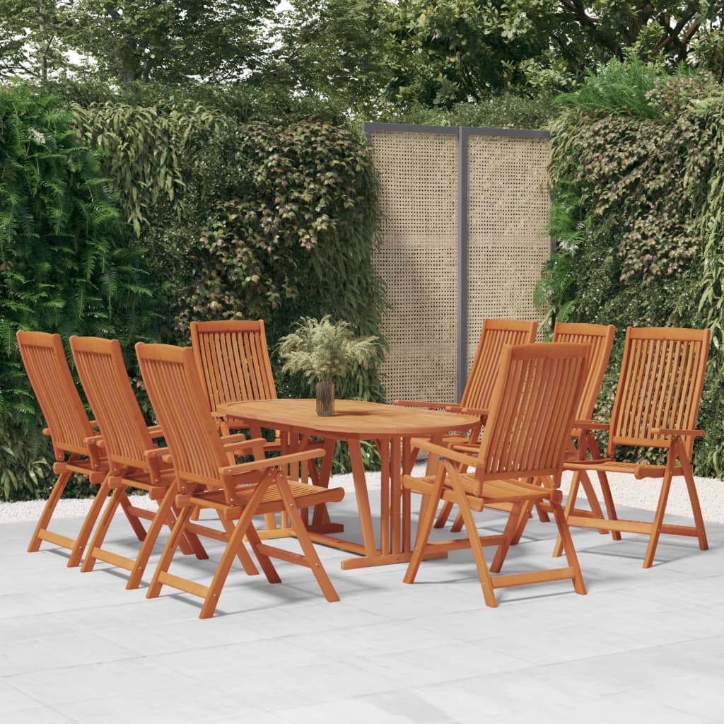 Folding Garden Chairs 8 pcs Solid Wood Eucalyptus