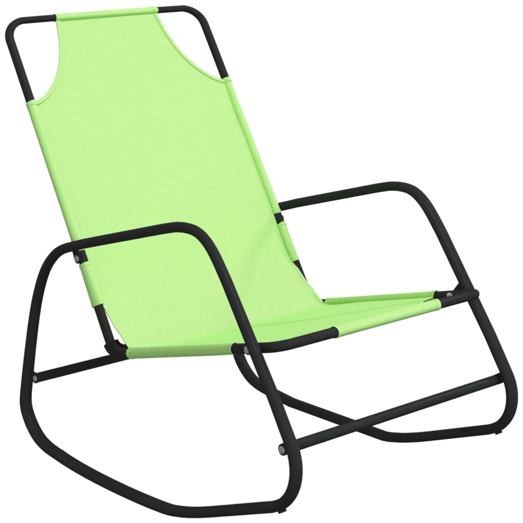 Rocking Sun Lounger Green Steel and Textilene