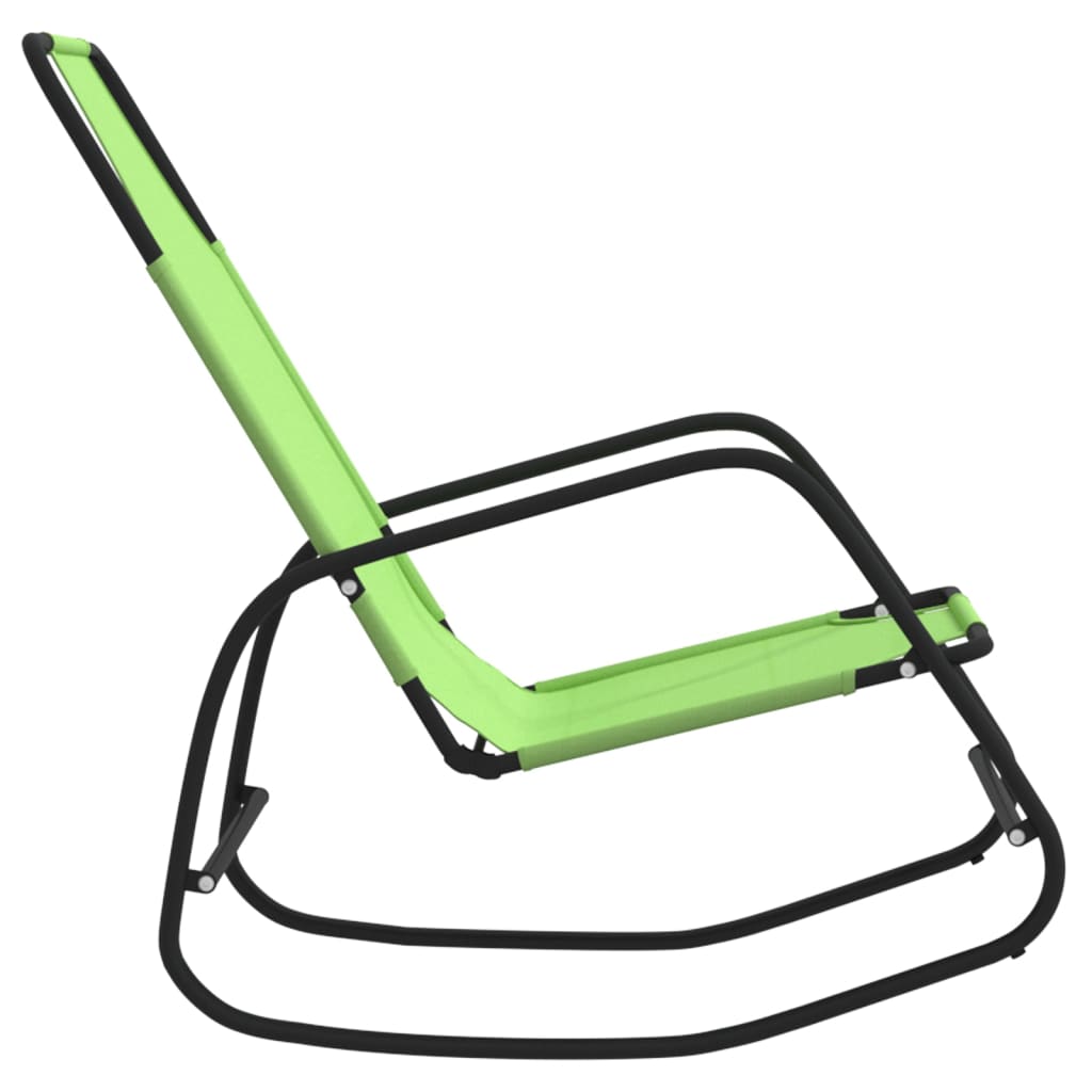 Rocking Sun Lounger Green Steel and Textilene