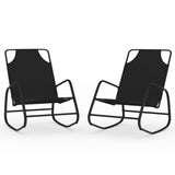 Rocking Sun Loungers 2 pcs Black Steel and Textilene