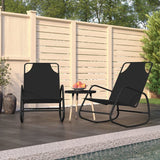 Rocking Sun Loungers 2 pcs Black Steel and Textilene