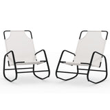 Rocking Sun Loungers 2 pcs Cream Steel and Textilene