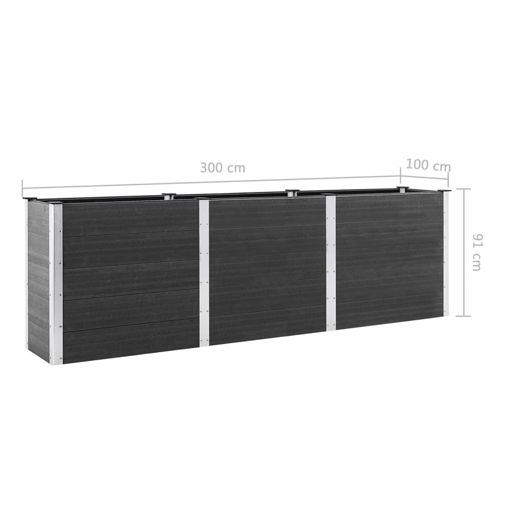 Garden Raised Bed 300x100x91 cm WPC Grey