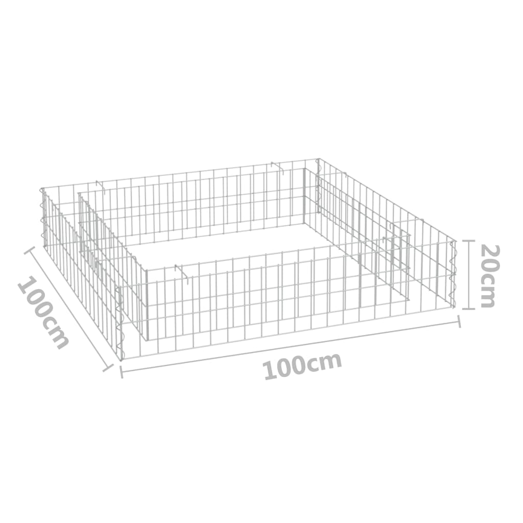 Gabion Raised Bed Galvanised Steel 100x100x20 cm