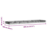 Gabion Raised Bed Galvanised Steel 400x100x20 cm