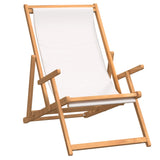 vidaXL Folding Beach Chair Solid Wood Teak Cream