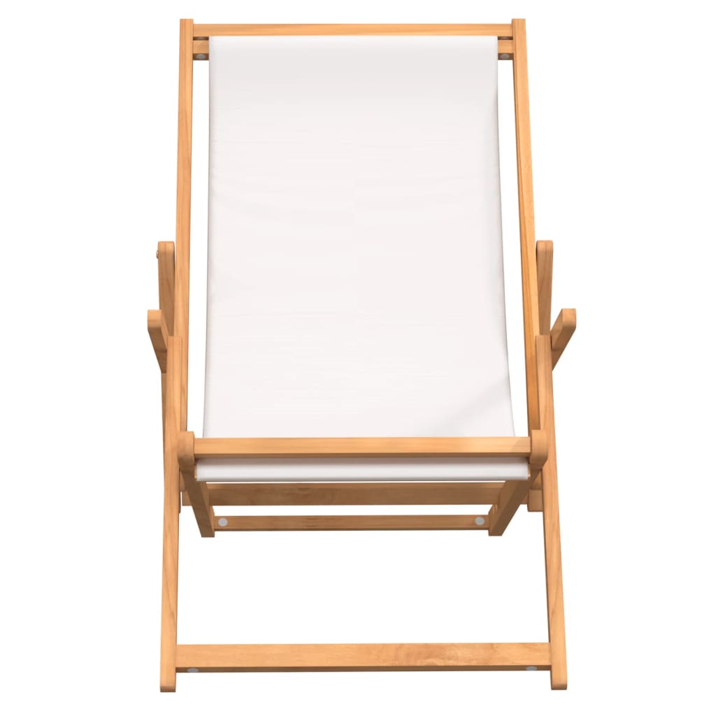 vidaXL Folding Beach Chair Solid Wood Teak Cream