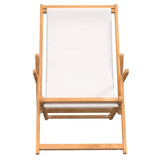 vidaXL Folding Beach Chair Solid Wood Teak Cream