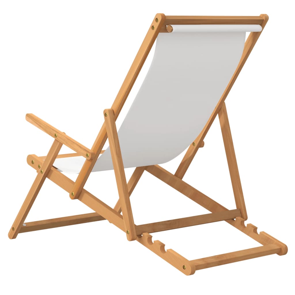 vidaXL Folding Beach Chair Solid Wood Teak Cream