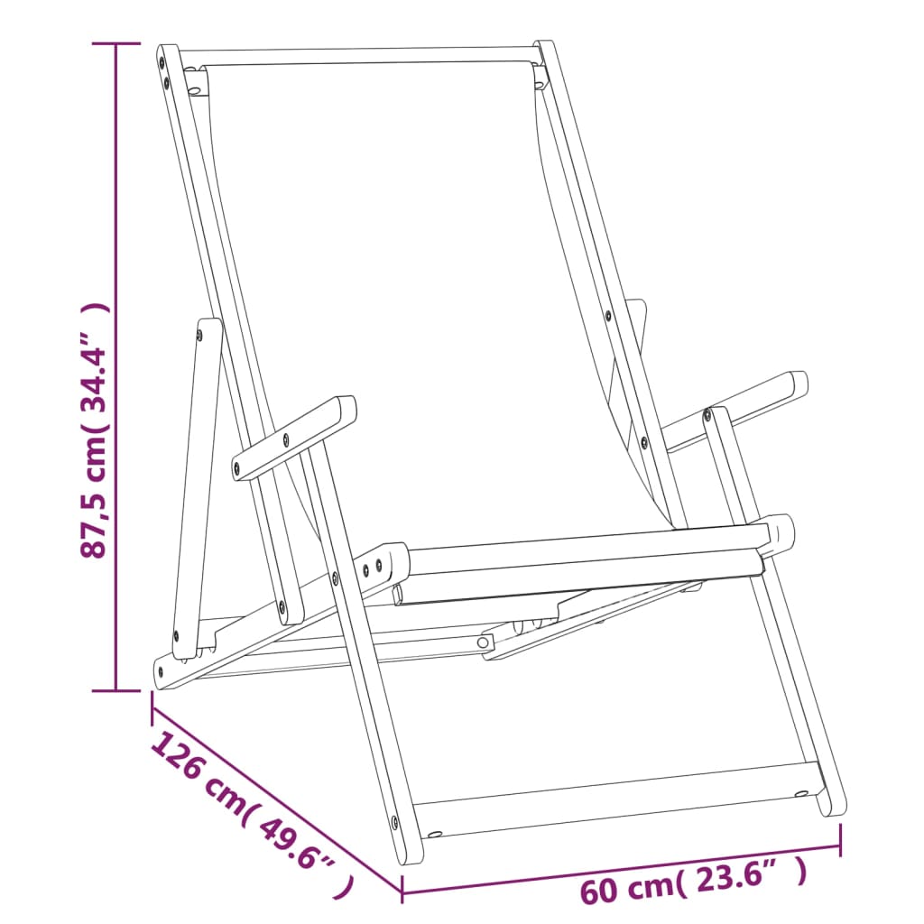 vidaXL Folding Beach Chair Solid Wood Teak Cream