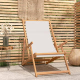 vidaXL Folding Beach Chair Solid Wood Teak Cream