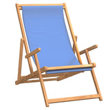 vidaXL Folding Beach Chair Solid Wood Teak Blue