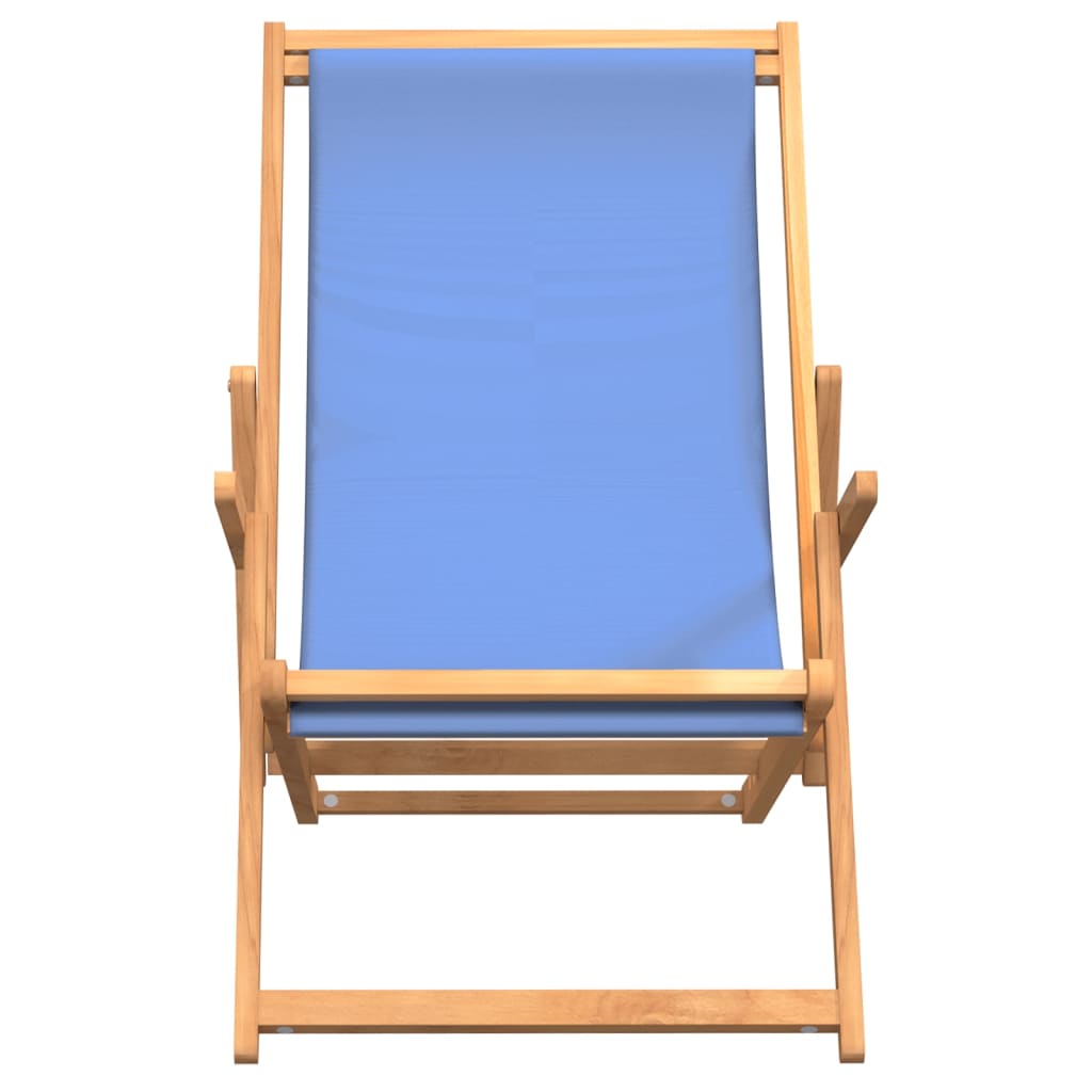 vidaXL Folding Beach Chair Solid Wood Teak Blue