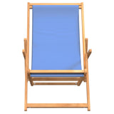 Folding Beach Chair Solid Wood Teak Blue