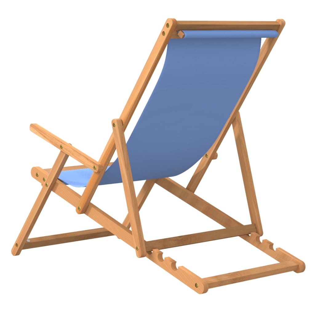 vidaXL Folding Beach Chair Solid Wood Teak Blue