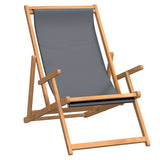 vidaXL Folding Beach Chair Solid Wood Teak Grey