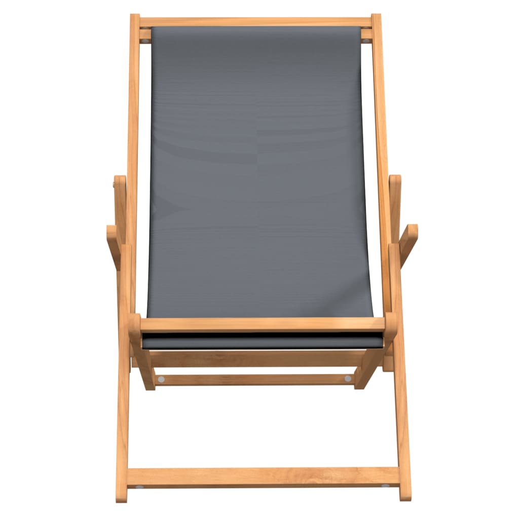 vidaXL Folding Beach Chair Solid Wood Teak Grey