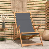 vidaXL Folding Beach Chair Solid Wood Teak Grey