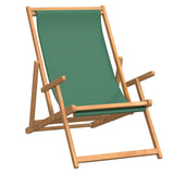 vidaXL Folding Beach Chair Solid Wood Teak Green