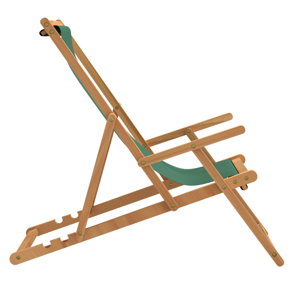 vidaXL Folding Beach Chair Solid Wood Teak Green