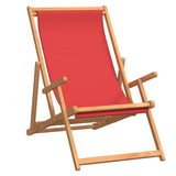 vidaXL Folding Beach Chair Solid Wood Teak Red