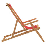 Folding Beach Chair Solid Wood Teak Red