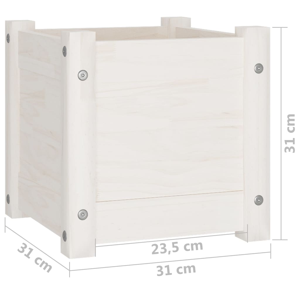 Garden Planters 2 pcs White 31x31x31 cm Solid Pinewood