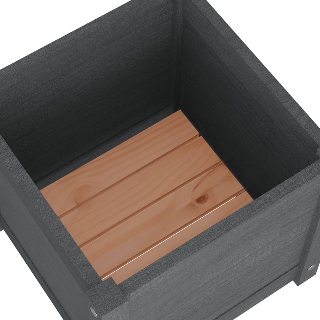 Garden Planter Grey 40x40x40 cm Solid Pinewood