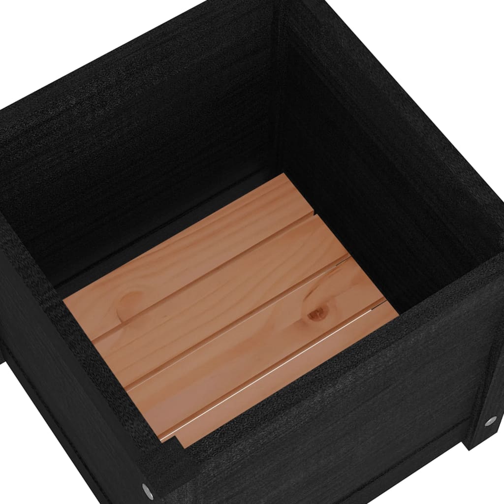 Garden Planter Black 40x40x40 cm Solid Pinewood