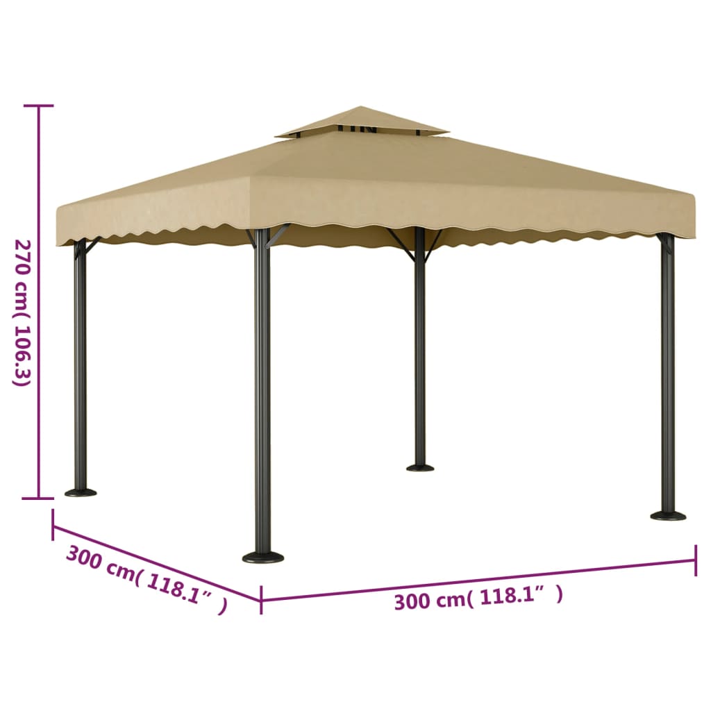 Gazebo Taupe 3x3 m Aluminium and Steel