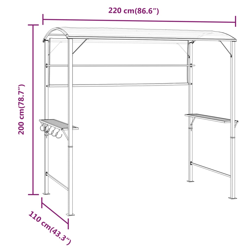 Gazebo with Roof 220x110x200 cm Anthracite