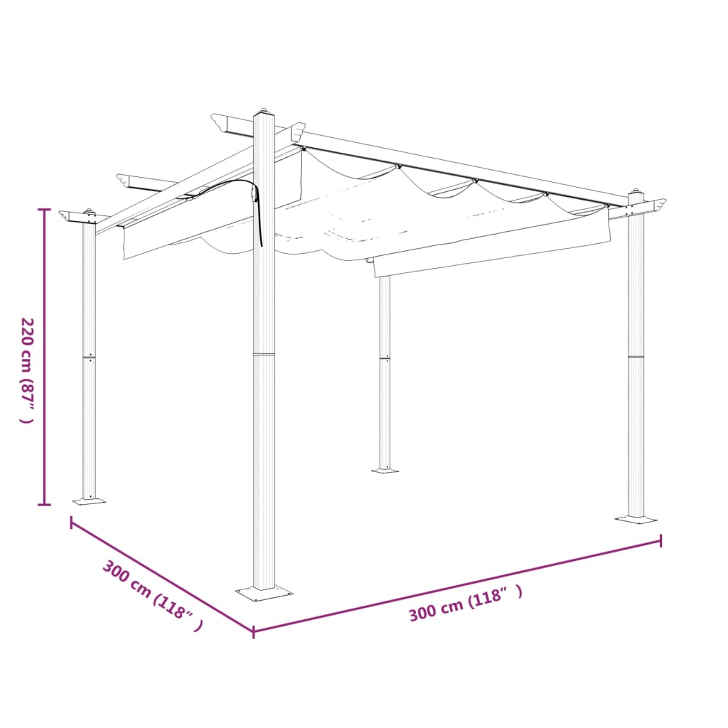 Garden Gazebo with Retractable Roof 3x3 m Cream