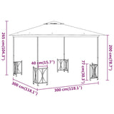 Gazebo with Sidewalls&Double Roofs 3x3 m Cream