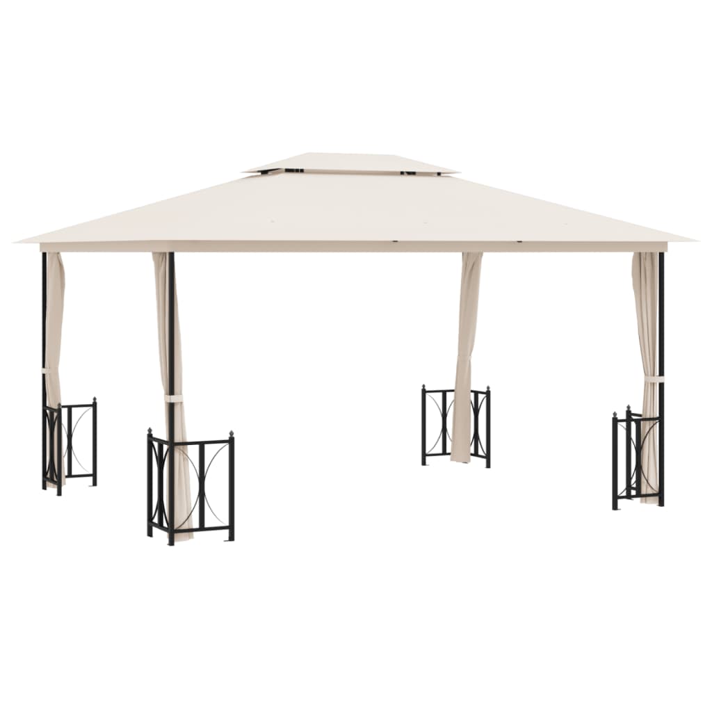 Gazebo with Sidewalls&Double Roofs 3x4 m Cream