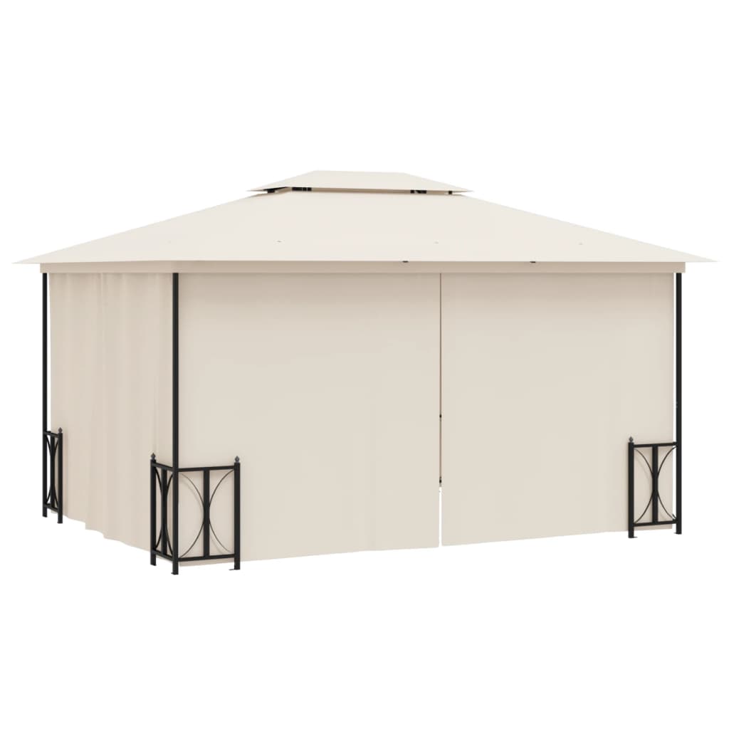 Gazebo with Sidewalls&Double Roofs 3x4 m Cream