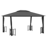 Gazebo with Sidewalls&Double Roofs 3x4 m Anthracite