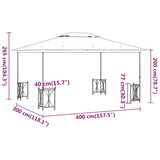 Gazebo with Sidewalls&Double Roofs 3x4 m Anthracite