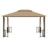 Gazebo with Sidewalls&Double Roofs 3x4 m Taupe