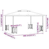 Gazebo with Sidewalls&Double Roofs 3x4 m Taupe