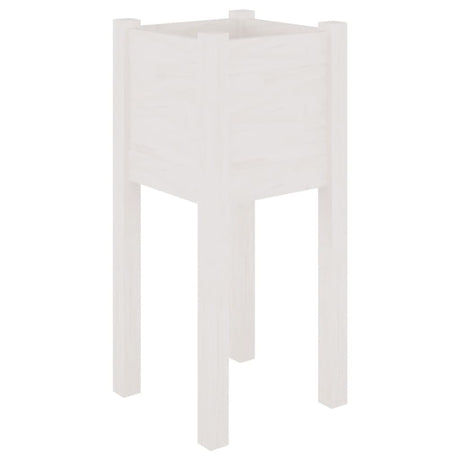 Garden Planter White 31x31x70 cm Solid Pinewood