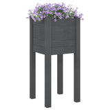 Garden Planter Grey 31x31x70 cm Solid Pinewood