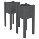 Garden Planters 2 pcs Grey 31x31x70 cm Solid Pinewood