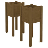 Garden Planters 2 pcs Honey Brown 31x31x70 cm Solid Pinewood