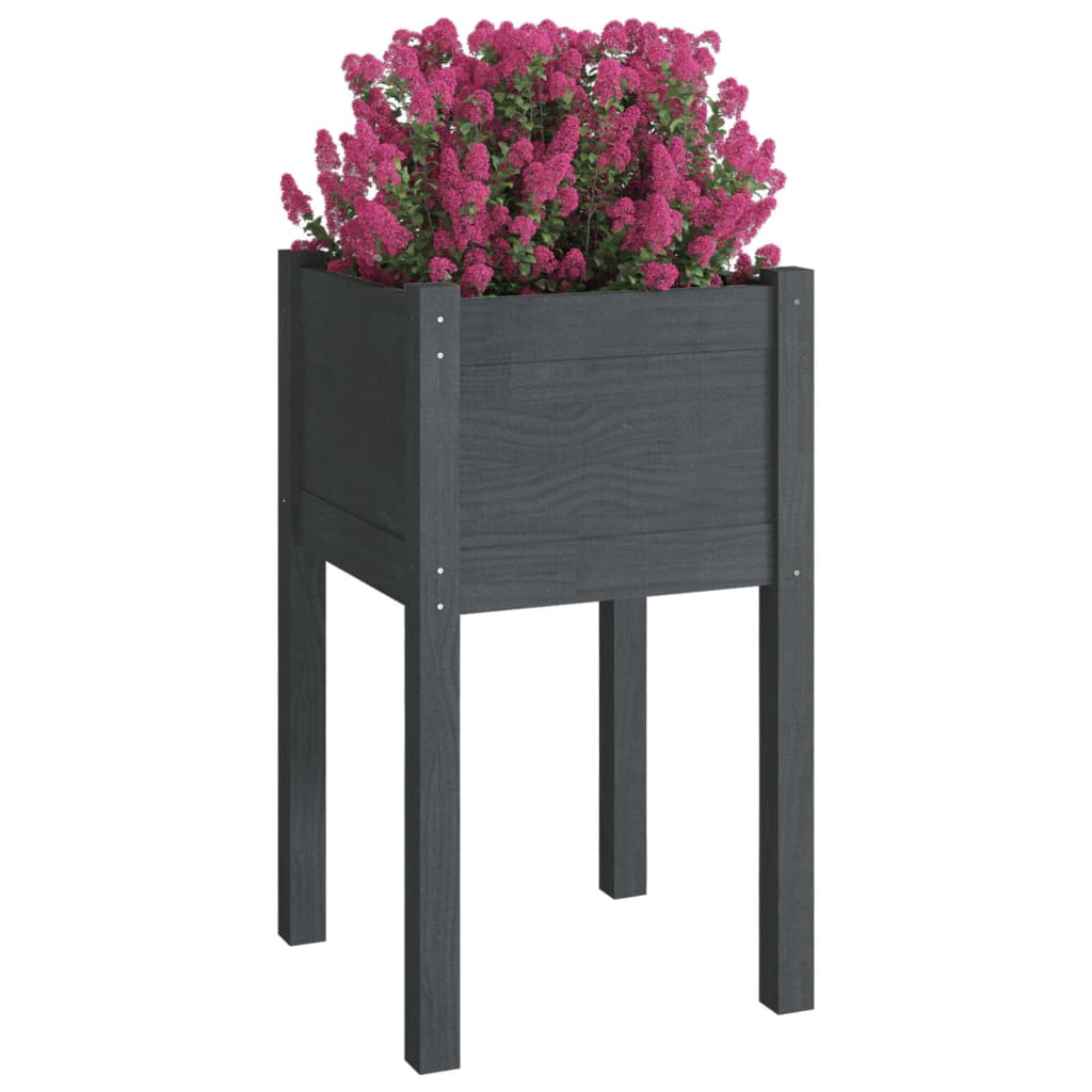 Garden Planters 2 pcs Grey 40x40x70 cm Solid Pinewood