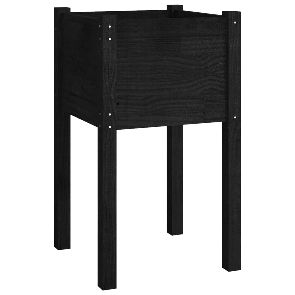 Garden Planter Black 40x40x70 cm Solid Pinewood